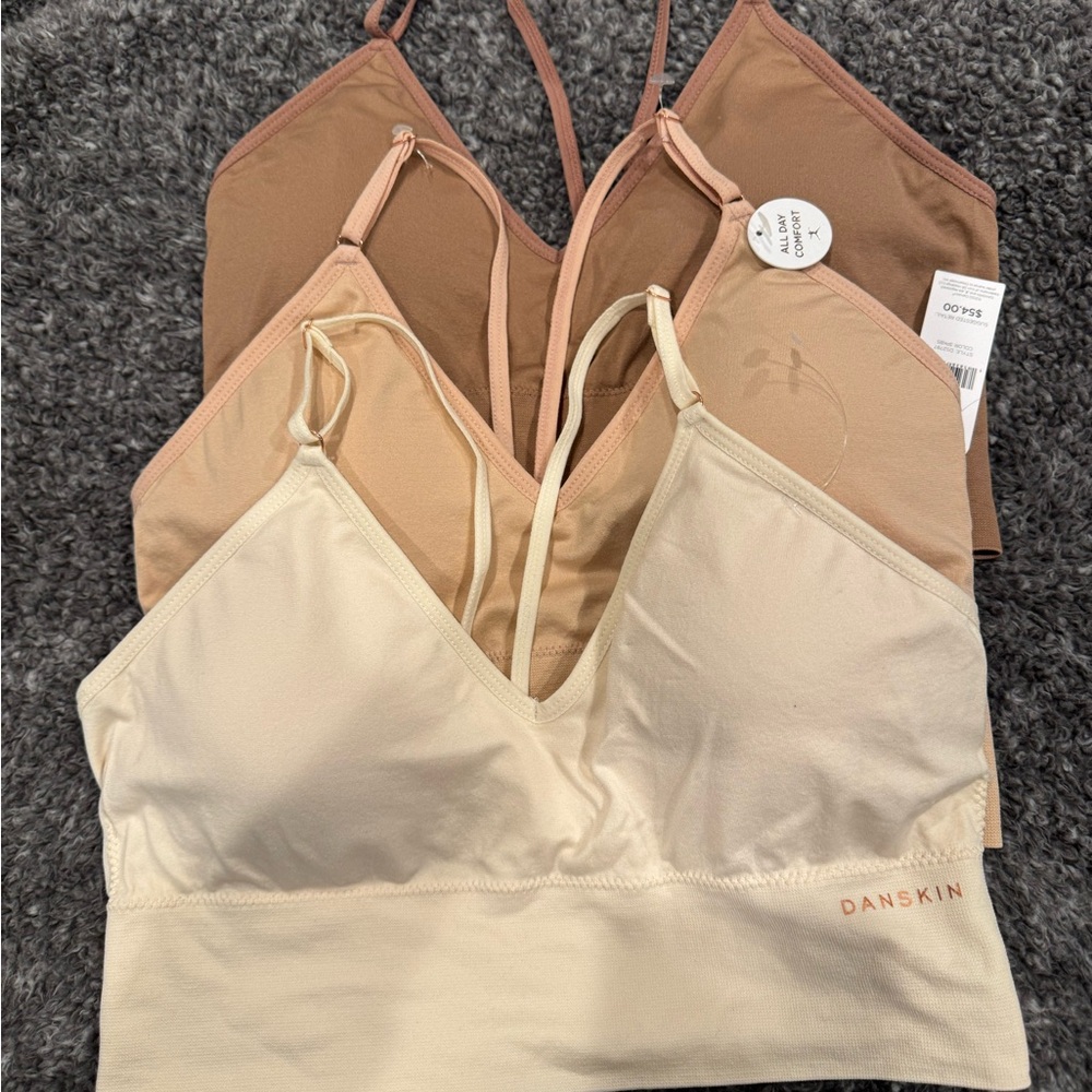 Danskin Cream and Tan Seamless Comfort Bras